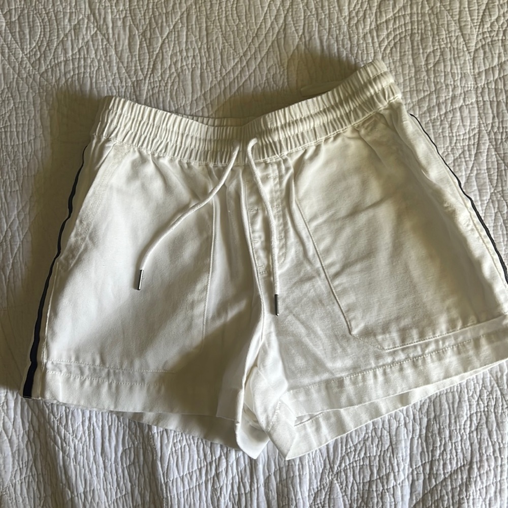 White linen shorts